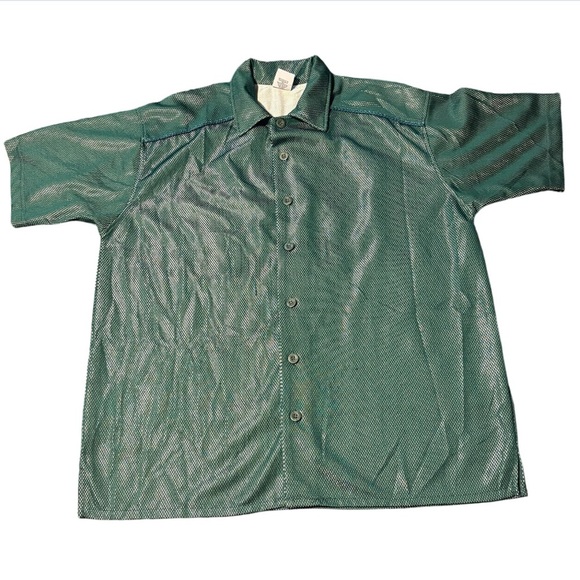 Vintage CLAUDIO NUCCI Green Shimmer Mesh Button-Up Men’s Shirt SZ XL - Picture 1 of 6